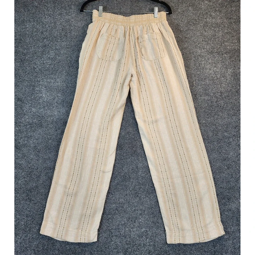Briggs Women Linen Blend Coastal Grandma Boho Resort Wide Leg Pants Size S - Picture 2 of 7